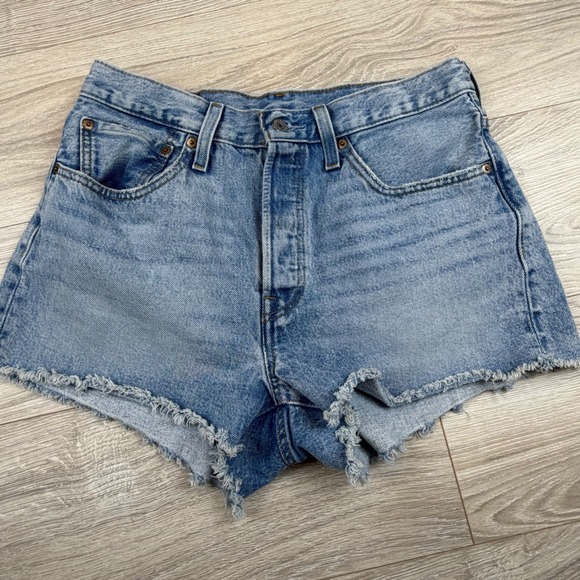 Levi's Pants - Levi's Women's 501 Denim Shorts Distressed Frayed Hem Light Wash W30 Button Fly